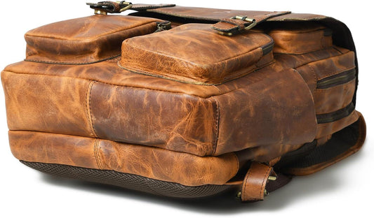 16 Inch Genuine Leather Travel Laptop Backpack for Men and Women | Aurekha - Aurekha