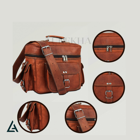 Personalized Leather Crossbody DSLR Bag | Aurekha - Aurekha