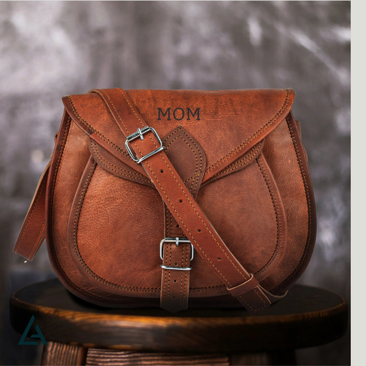 Personalised Leather Small Crossbody Shoulder Saddle Bag | Aurekha - Aurekha