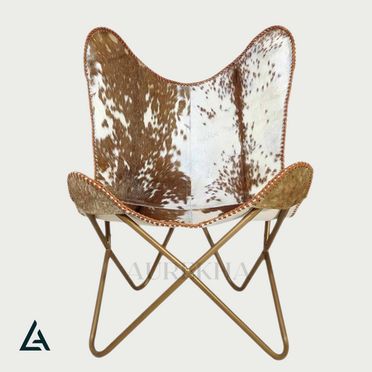 AUREKHA Cowhide Leather Butterfly Chair
