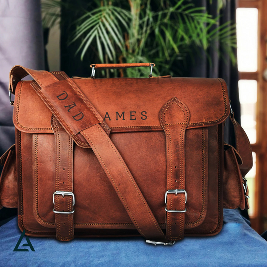 Personalized Handmade Leather Messenger Bag | Aurekha - Aurekha