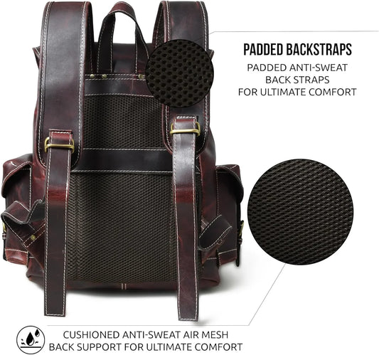 16 Inch Genuine Leather Laptop Backpack | Aurekha - Aurekha