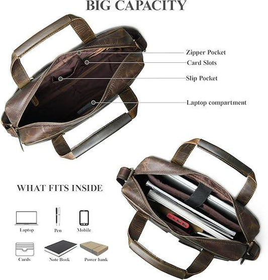 16 Inch Leather Briefcase for Men | Aurekha - Aurekha