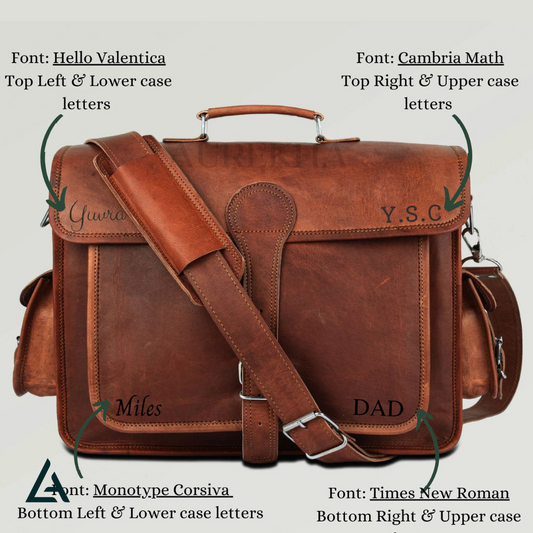 Personalized Leather Briefcase 1 Big Pocket | Aurekha - Aurekha