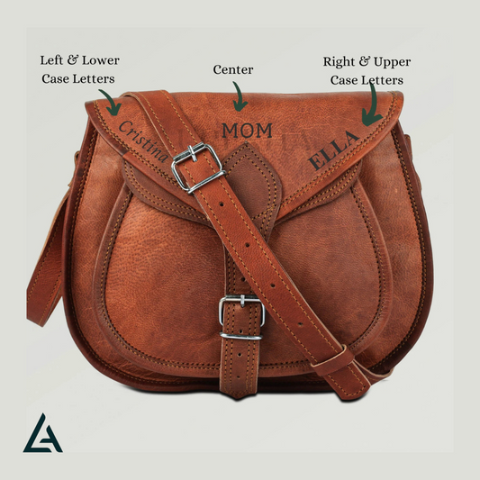 Personalised Leather Small Crossbody Shoulder Saddle Bag | Aurekha - Aurekha