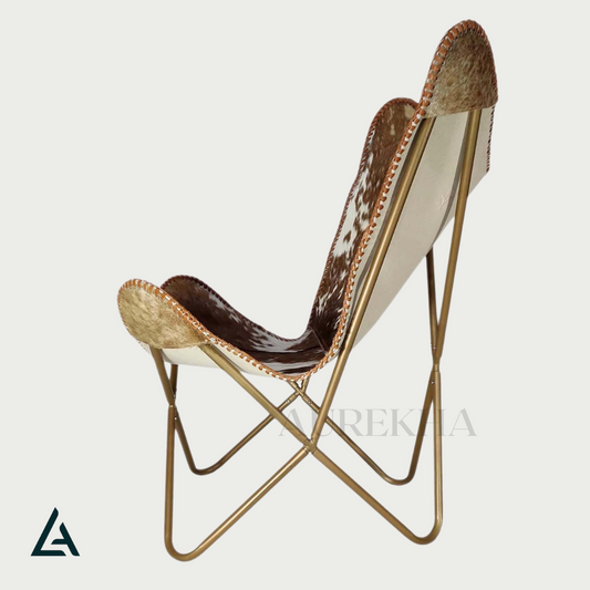 AUREKHA Cowhide Leather Butterfly Chair