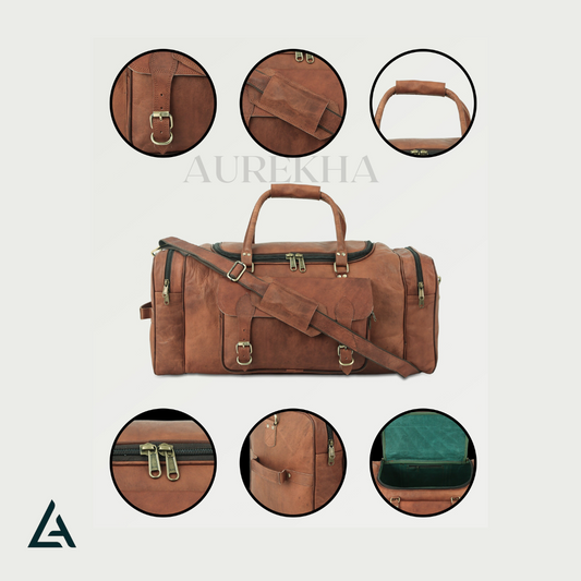 Leather Weekender Duffle Bag | Aurekha - Aurekha