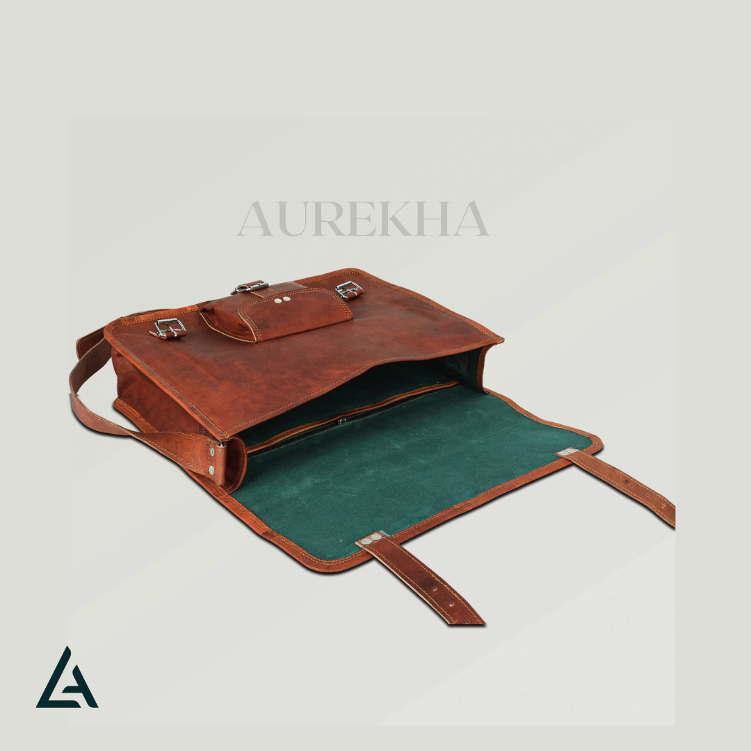 Personalized Leather Messenger Bag for Men | Aurekha - Aurekha