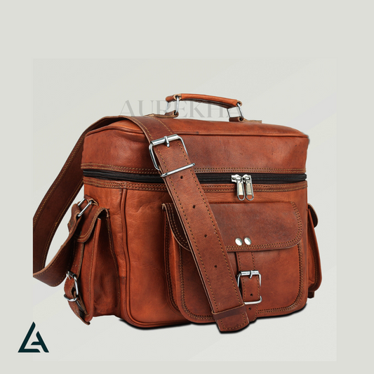 Personalized Leather Crossbody DSLR Bag | Aurekha - Aurekha