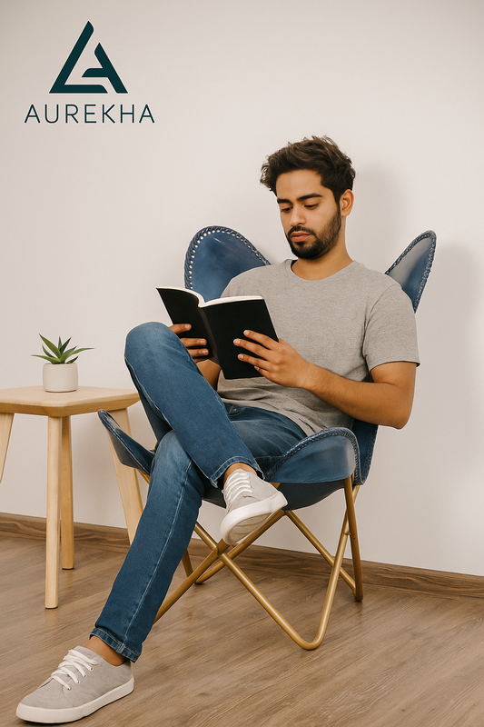 AUREKHA Genuine Leather Butterfly Chair