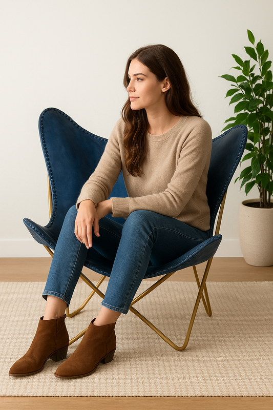 AUREKHA Genuine Leather Butterfly Chair